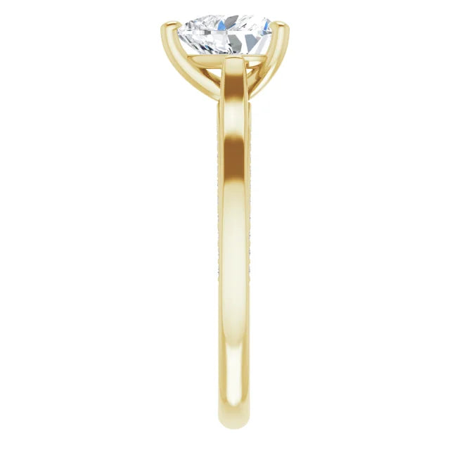 Heart Yellow Gold Solitaire & Hidden Diamond Band Engagement Ring