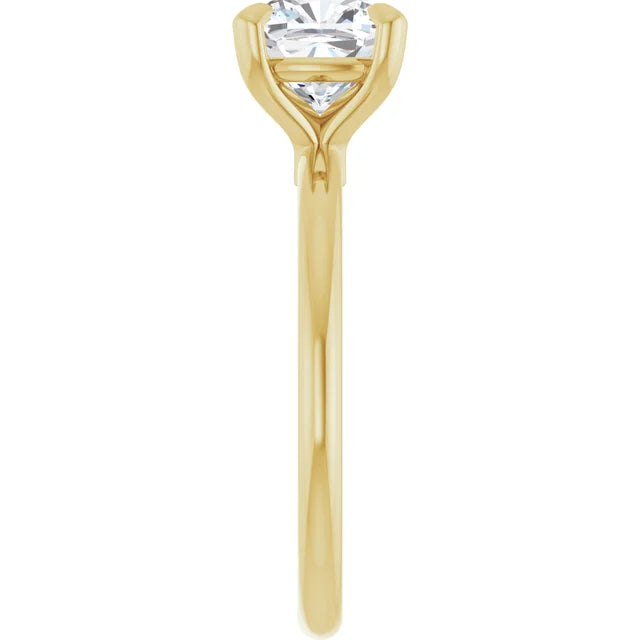 Cushion Yellow Gold Solitaire Engagement Ring