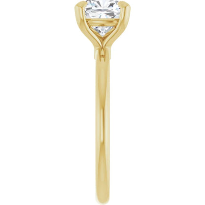 Cushion Yellow Gold Solitaire Engagement Ring