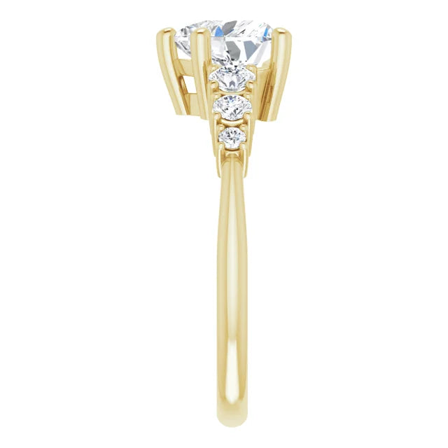 Heart Yellow Gold Multi Stone Accent Style Engagement Ring