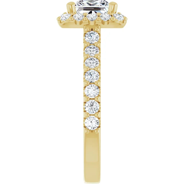 Princess Halo Yellow Gold Style Engagement Ring