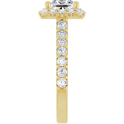 Princess Halo Yellow Gold Style Engagement Ring