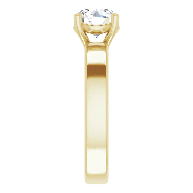 Round Brilliant Rose Gold Wide Band Solitaire Engagement Ring