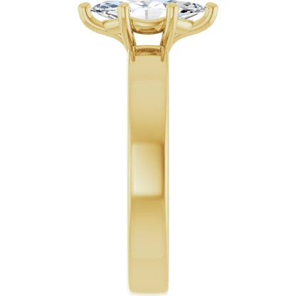 Marquise Yellow Gold Wide Band Solitaire Engagement Ring
