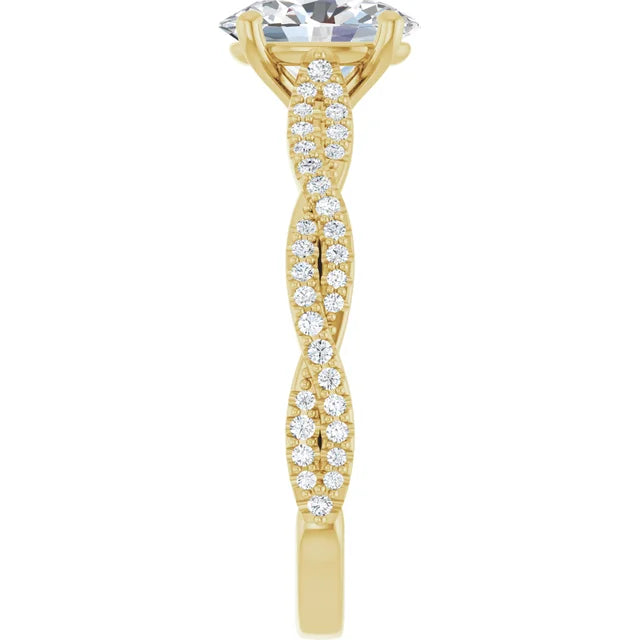 Oval Yellow Gold Twist Style Engagement Ring 