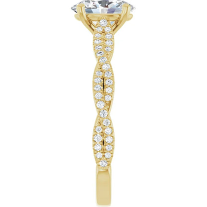 Oval Yellow Gold Twist Style Engagement Ring 