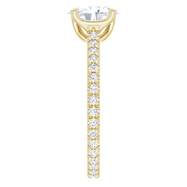 Oval Yellow Gold Claw Set Eternity Style Engagement Ring