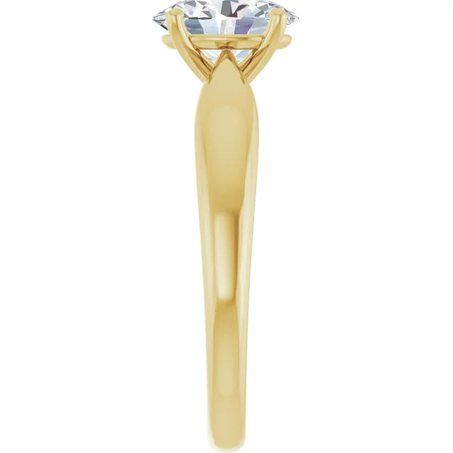 Oval Yellow Gold Knife Edge Solitaire Engagement Ring