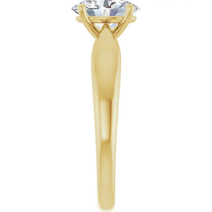 Oval Yellow Gold Knife Edge Solitaire Engagement Ring
