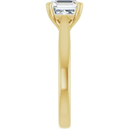 Four Claw Yellow Gold Asscher Solitaire Engagement Ring