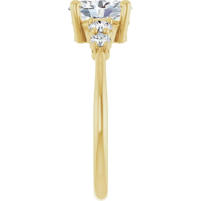 Oval Yellow Gold Multi Stone Accent Style Engagement Ring