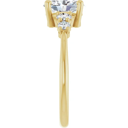 Oval Yellow Gold Multi Stone Accent Style Engagement Ring