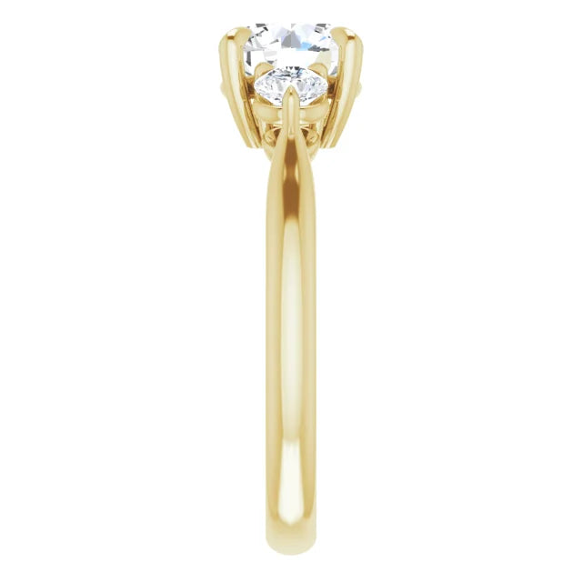 Round Brilliant Yellow Gold Accent Engagement Ring