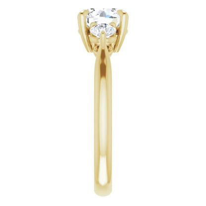 Round Brilliant Yellow Gold Accent Engagement Ring