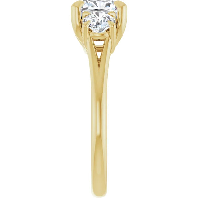 Cushion Yellow Gold Accent Engagement Ring