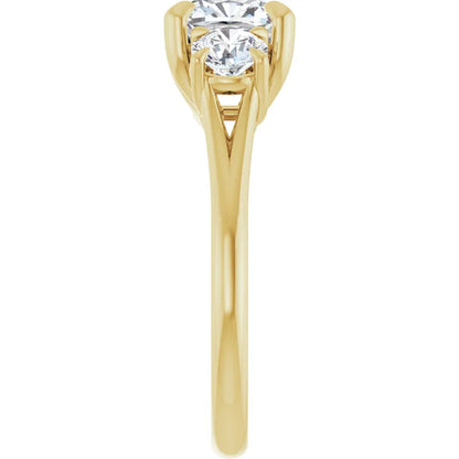 Cushion Yellow Gold Accent Engagement Ring
