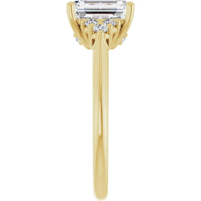 Emerald Yellow Gold Antique Inspired Design Engagement Ring