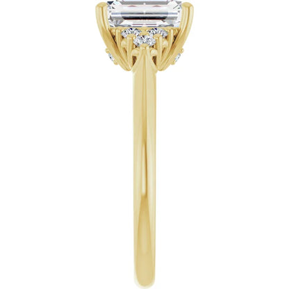 Emerald Yellow Gold Antique Inspired Design Engagement Ring