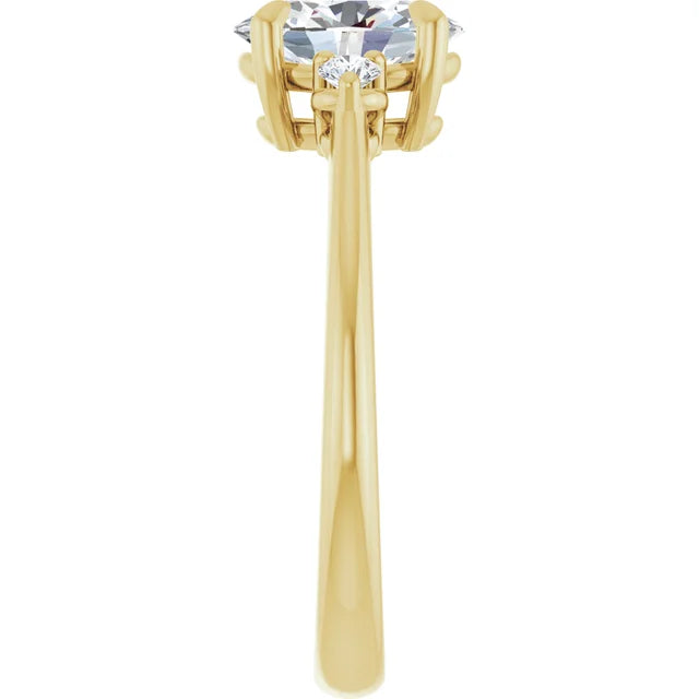 Oval Yellow Gold Accent Engagement Ring
