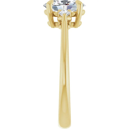 Oval Yellow Gold Accent Engagement Ring