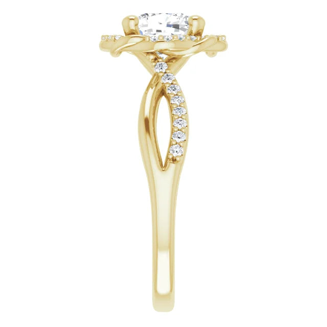 Cushion Yellow Gold Antique Inspired Design Engagement Ring