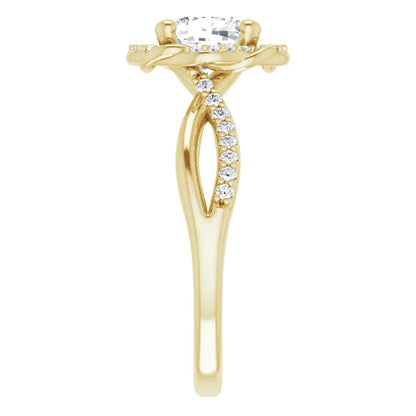 Cushion Yellow Gold Antique Inspired Design Engagement Ring