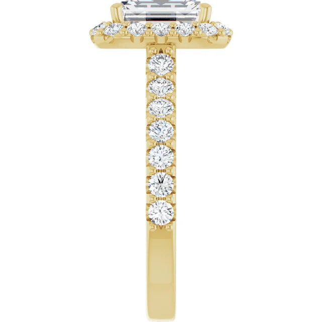 Emerald Halo Yellow Gold Style Engagement Ring