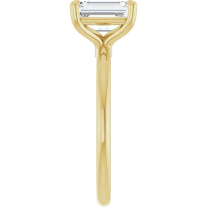 Emerald Yellow Gold Solitaire Engagement Ring