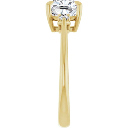 Cushion Yellow Gold Accent Engagement Ring