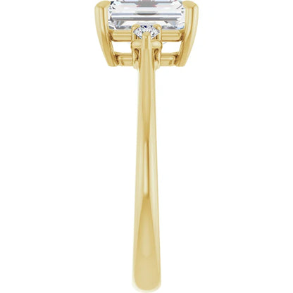 Emerald Yellow Gold Accent Engagement Ring