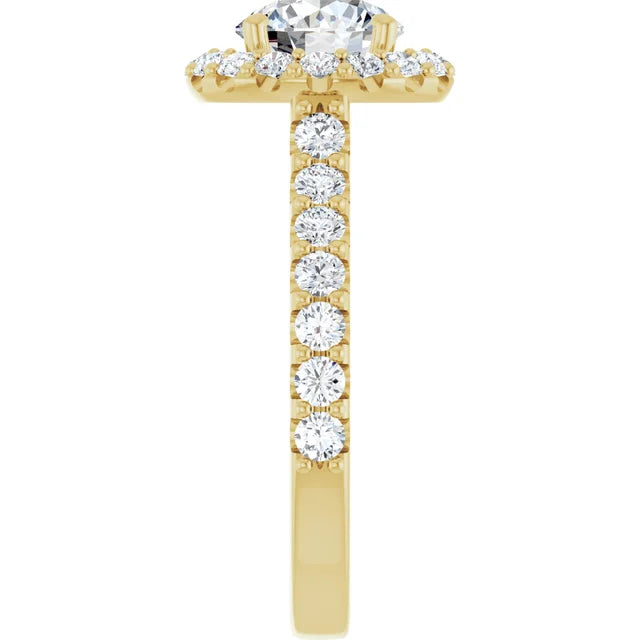 Round Brilliant Halo Yellow Gold Style Engagement Ring