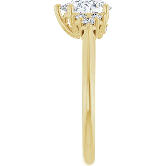 Pear Yellow Gold Antique Inspired Design Engagement Ring