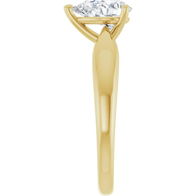Pear Yellow Gold Knife Edge Solitaire Engagement Ring