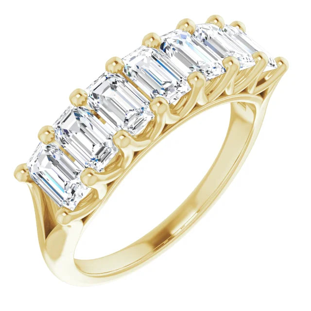 Seven Stone Emerald Cut Lab Diamond Anniversary Band