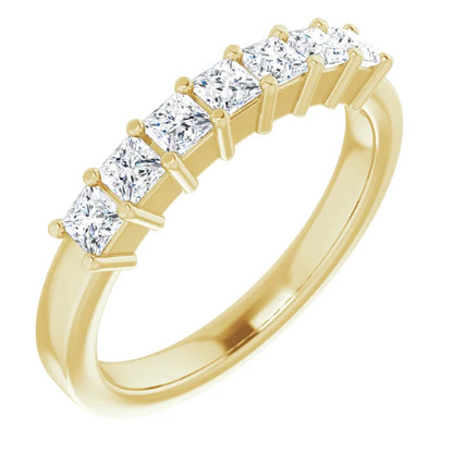 Seven Stone Princess Cut Lab Diamond Anniversary Band