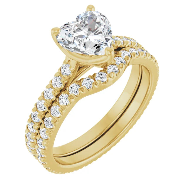 Heart Yellow Gold Claw Set Eternity Style Engagement Ring
