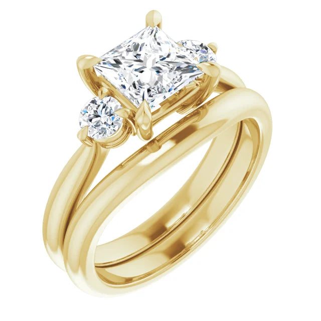 Princess Yellow Gold Accent Engagement Ring