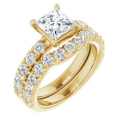 Princess Yellow Gold Four Claw Set Style Engagement Ring