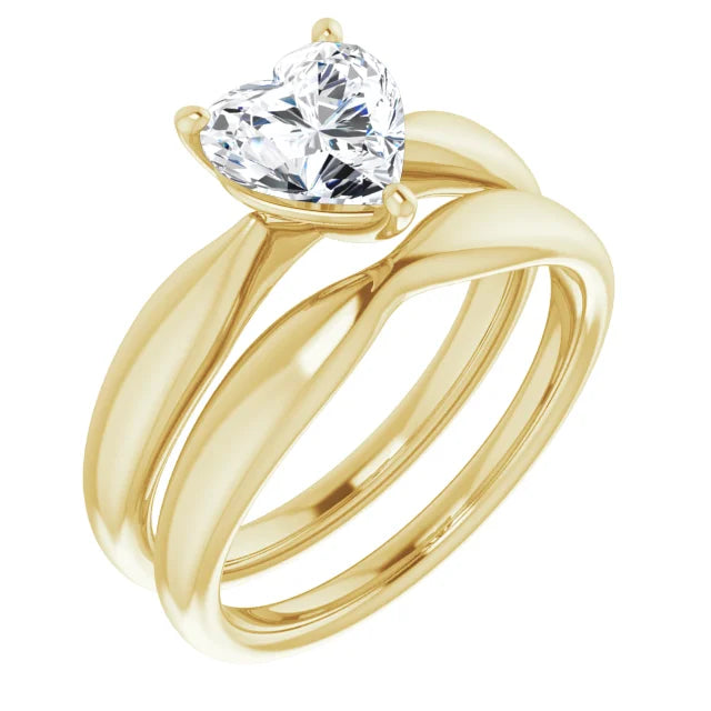 Heart Yellow Gold Knife Edge Solitaire Engagement Ring