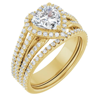 Heart Yellow Gold Halo Style Engagement Ring