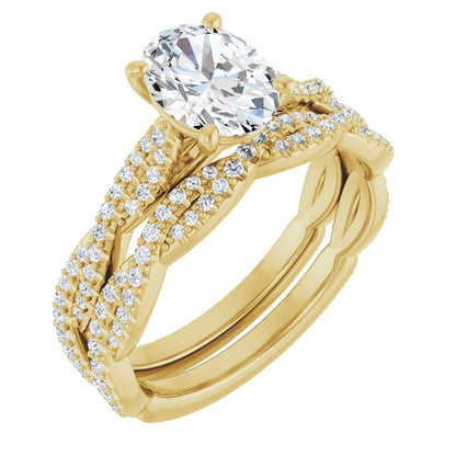 Oval Yellow Gold Twist Style Engagement Ring 