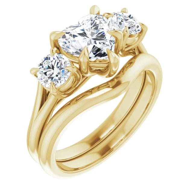 Heart Yellow Gold Accent Engagement Ring
