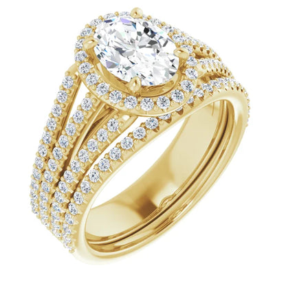 Oval Yellow Gold Halo Style Engagement Ring