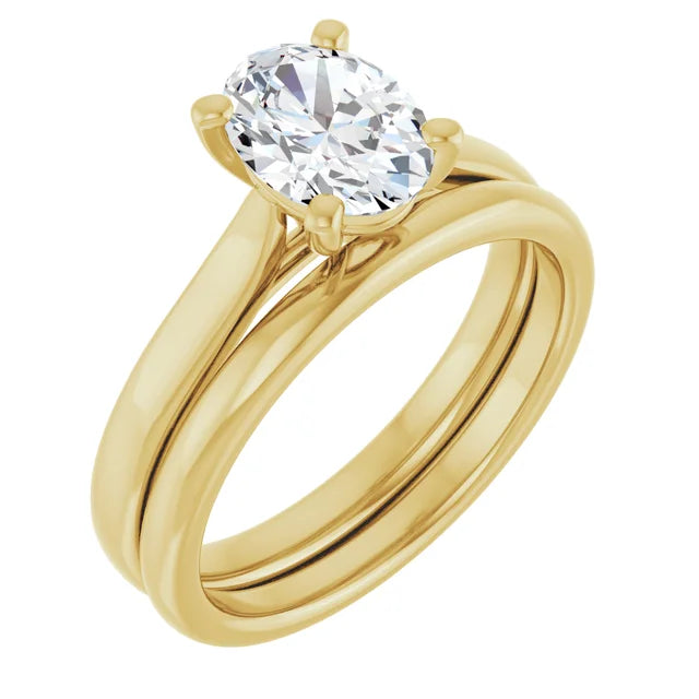 Four Claw Yellow Gold Oval Solitaire Engagement Ring