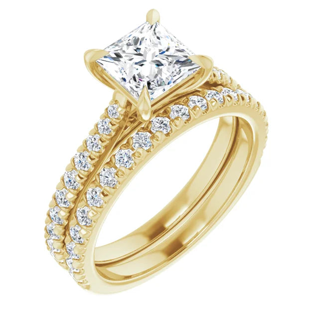 Princess Yellow Gold Claw Set Style Engagement Ring