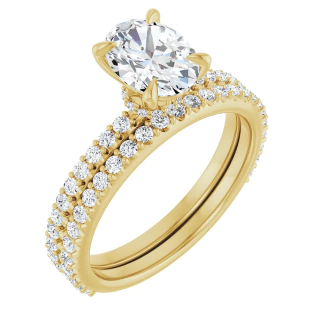 Oval Yellow Gold Claw Set Style Engagement Ring 