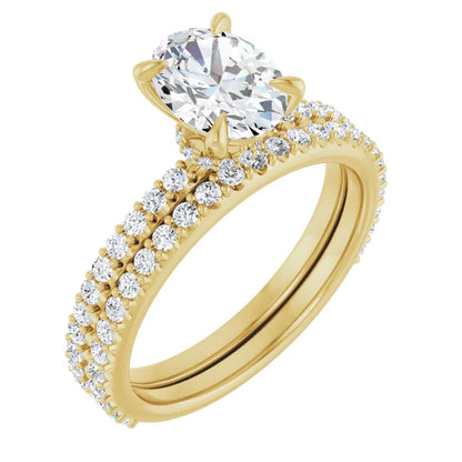 Oval Yellow Gold Claw Set Style Engagement Ring 