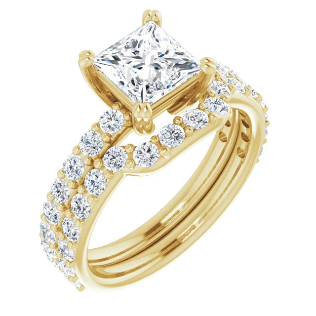 Princess Yellow Gold Claw Set Style Engagement Ring