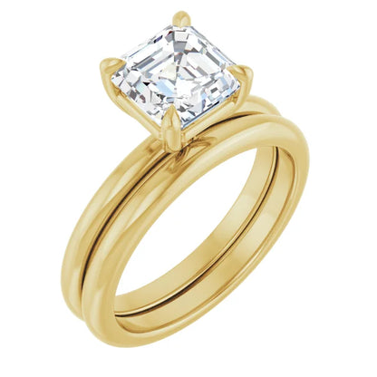 Asscher Yellow Gold Solitaire Engagement Ring