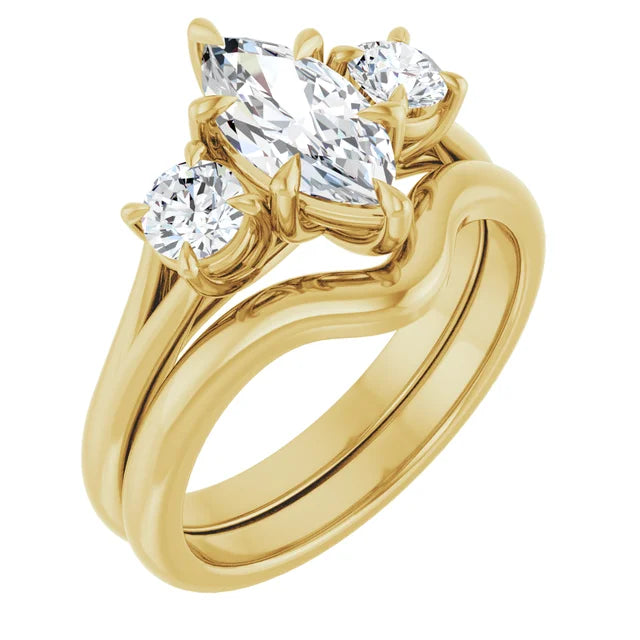 Marquise Yellow Gold Accent Engagement Ring